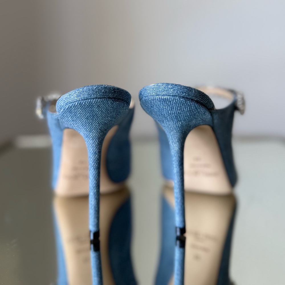 New Jimmy Choo Bing 100 embellished denim mules 39 $1,095 - Picture 11 of 15